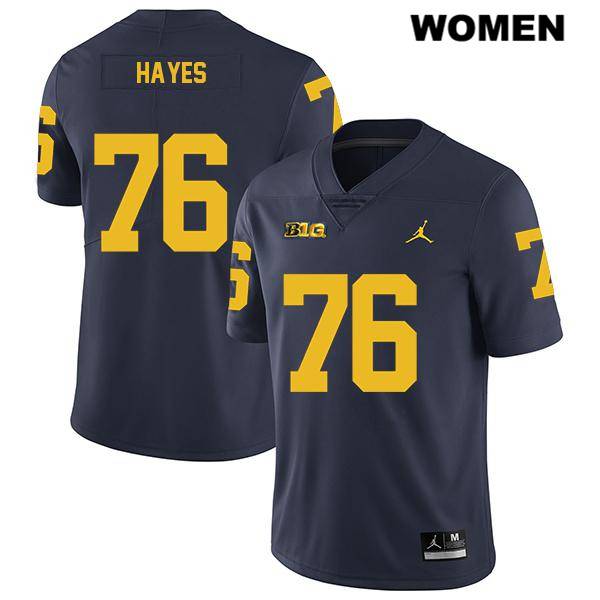 Women's NCAA Michigan Wolverines Ryan Hayes #76 Navy Jordan Brand Authentic Stitched Legend Football College Jersey XA25S12NT